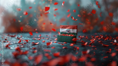 an open heart box with red hearts fluttering in india independence day