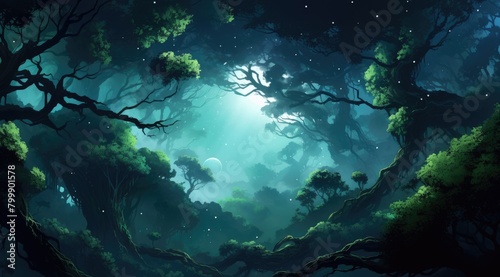 Moonlit Enchantment in Mystical Forest