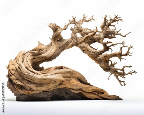 A piece of driftwood on a white background.