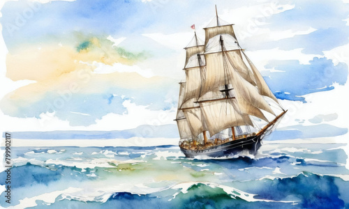 Watercolor Pirate Ship
