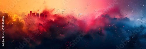 Infinity Edge: Abstract Digital Illustration of Empty Space with Azure, Onyx, and Coral Accents