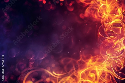 Abstract Fiery Swirls with Bokeh Effect Background 