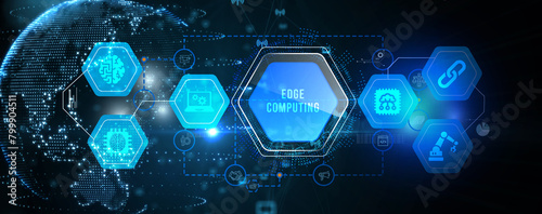 Edge computing modern IT technology on virtual screen. Business  technology  internet and networking concept. 3d illustration