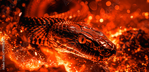 A Dramatic shot of a Snake in Flames Dramatic Powerful imagery inspirations, Power symbolism in art for motivational presentation, Design elements, Gym advertising, powerful branding, graphic design