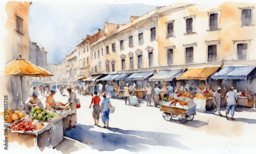 Watercolor European City