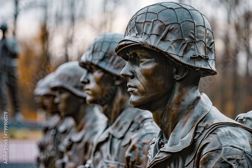 Soldiers portrayed as valiant heroes and protectors of liberty, standing tall with pride photo