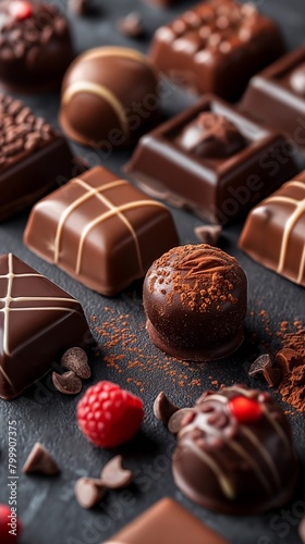 Delicious chocolates handmade different flavours delicacy