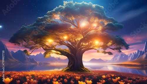 Illuminate the majesty of the tulip tree in a digital masterpiece. 