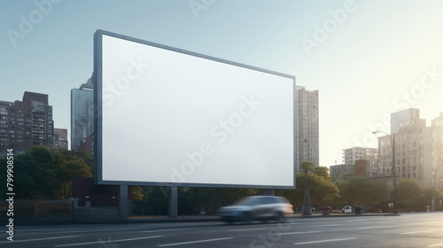 a blank billboard next to a street