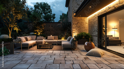 Patio ambiance enhanced by Italian lighting fixtures designed for outdoor elegance. photo
