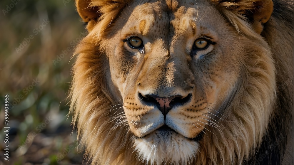 /imagine: Close-up of the head of an aggressive lion ready to attack, Realistic Photography, Wildlife, Hyper Realism, Nature Photography, Canon EF 70-200mm f/2.8L IS III USM lens, Close-up shot, HDR, 