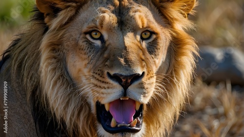  imagine  Close-up of the head of an aggressive lion ready to attack  Realistic Photography  Wildlife  Hyper Realism  Nature Photography  Canon EF 70-200mm f 2.8L IS III USM lens  Close-up shot  HDR  