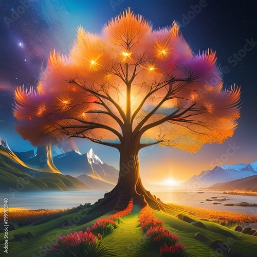 Illuminate the majesty of the tulip tree in a digital masterpiece."