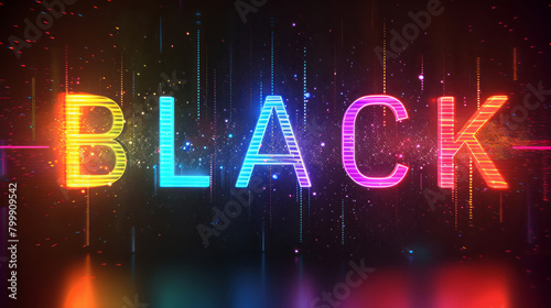 "BLACK" Text in Bold on Abstract Multicolored Painted Background