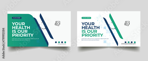 Medical web banner for video thumbnail. youtube thumbnail for hospital live workshop business template. Dental hospital and clinic social media Design