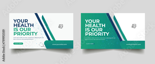 Medical web banner for video thumbnail. youtube thumbnail for hospital live workshop business template. Dental hospital and clinic social media Design