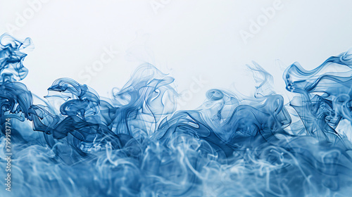 Flowing Blue Smoke on White Gradient