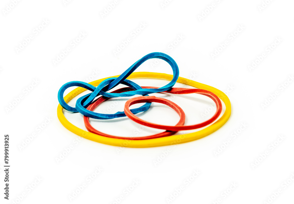 Colorful rubber bands isolated on white background Colorful rubber bands isolated on white background