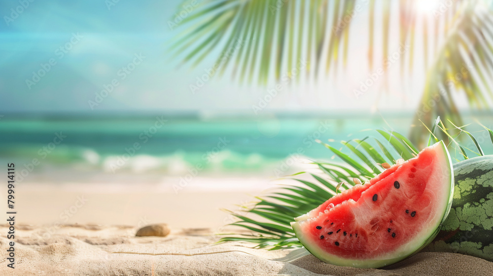 summer time holiday background, tropical beach island happy day bright sunshine, tropical fruits. Creative minimal summer idea summer time holiday background, tropical beach island happy day bright sunshine, tropical fruits. Creative minimal summer idea