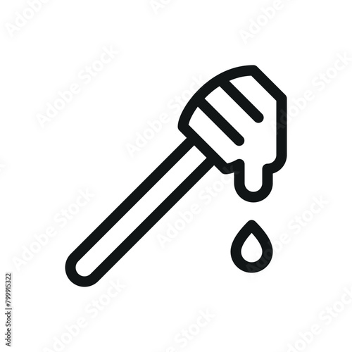 Honey dipper isolated icon, wooden honey stick vector symbol with editable stroke