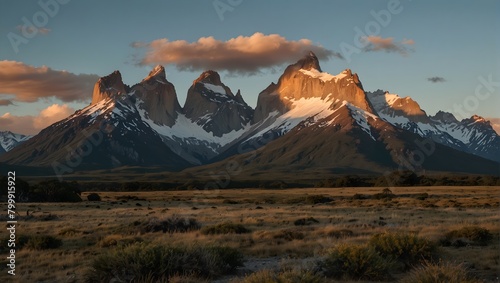 mountain landscape in Patagonia before sunset photo
