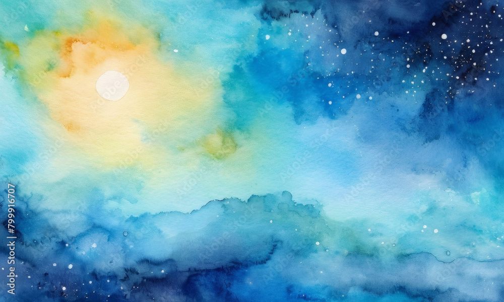 Watercolor Turquoise Galaxy