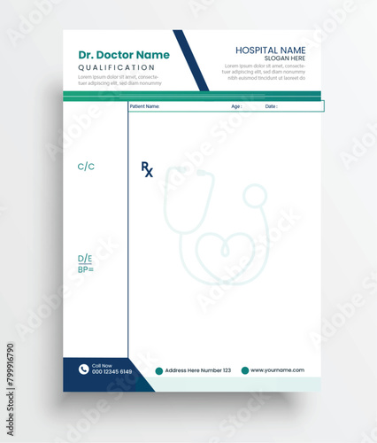Medical Doctor Prescription Template. Healthcare medical prescriptions letterhead design