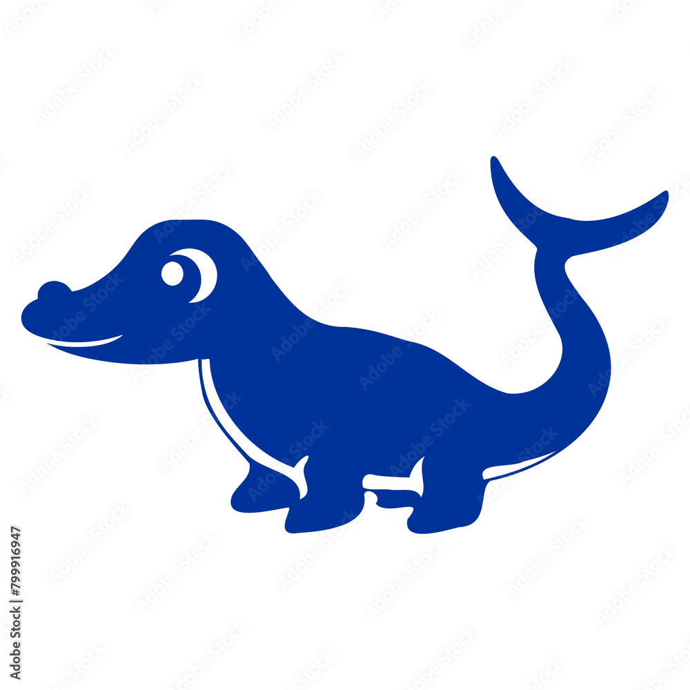 Blue Cartoon Mosasaurus Marine Dinosaur Illustration on Isolated Background for Kids Blue Cartoon Mosasaurus Marine Dinosaur Illustration on Isolated Background for Kids