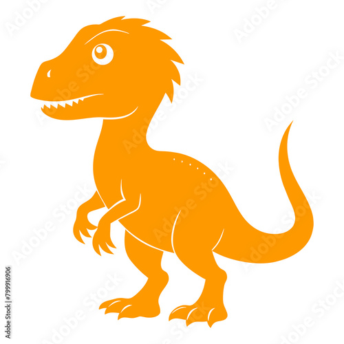 Orange Allosaurus Cartoon Character Illustration with Happy Expression on Isolated Background