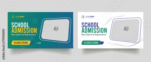 School education admission YouTube thumbnail or web banner layout template