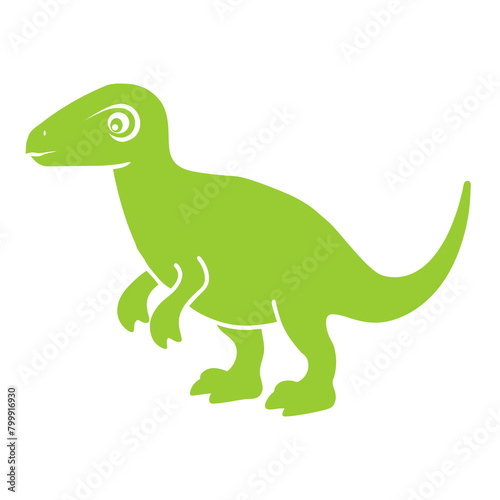 Playful Green Cartoon Iguanodon Dinosaur Illustration with a Charming Expression