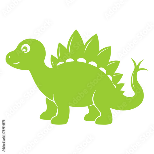 Friendly Stegosaurus silhouette in soft green  representing the peaceful herbivores of the Mesozoic era.