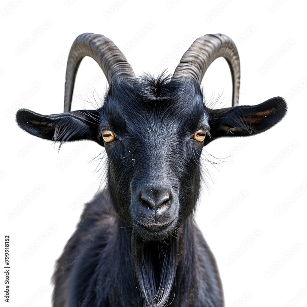 Obraz premium PNG - photo of portrait black goat isolatedtransparent background