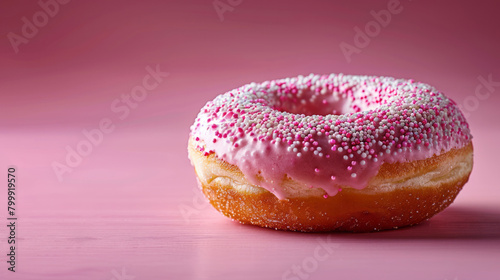 Wallpaper Mural Pink Frosted Donut with Sprinkles on a Pink Background Torontodigital.ca