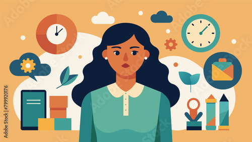 A woman who struggles to find and maintain employment due to difficulties with time management and understanding social cues in the workplace.. Vector illustration