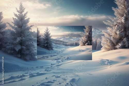 Abstract Winter landscape scene background