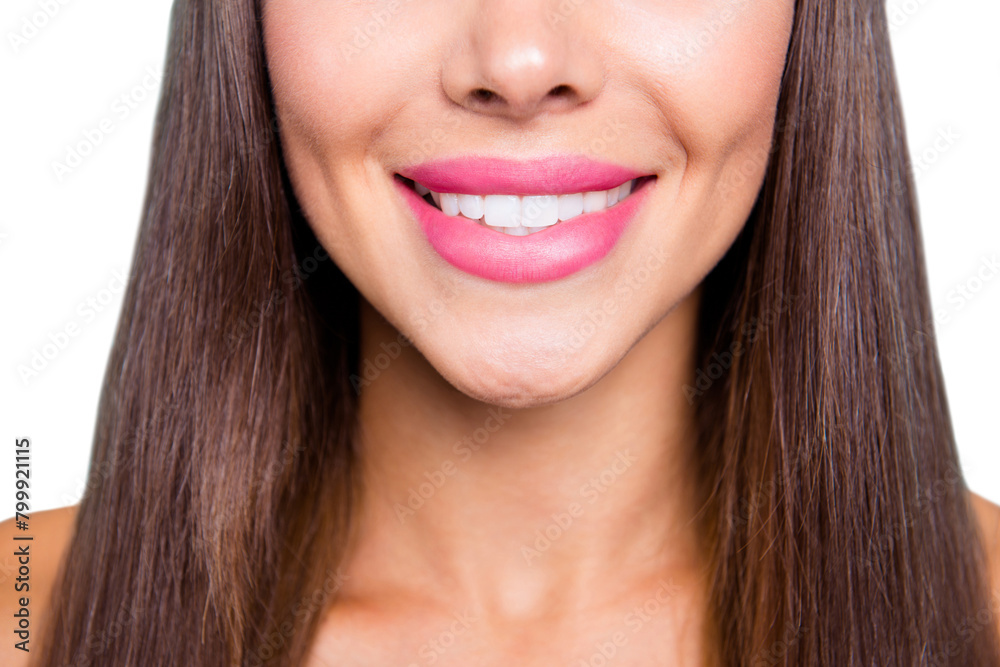 Close up photo portrait of beautiful nice good pretty attractive woman with toothy shinny perfect idea straight teeth isolated on blue vivid bright background Close up photo portrait of beautiful nice good pretty attractive woman with toothy shinny perfect idea straight teeth isolated on blue vivid bright background