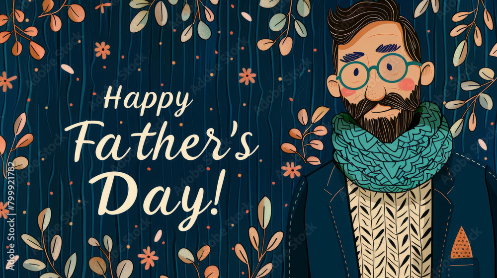 Colorful Illustration of a Man for Father's Day Greeting