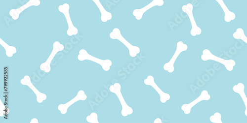 Dog bone seamless pattern vector illustration. Animal, pet, wallpaper, blue, background