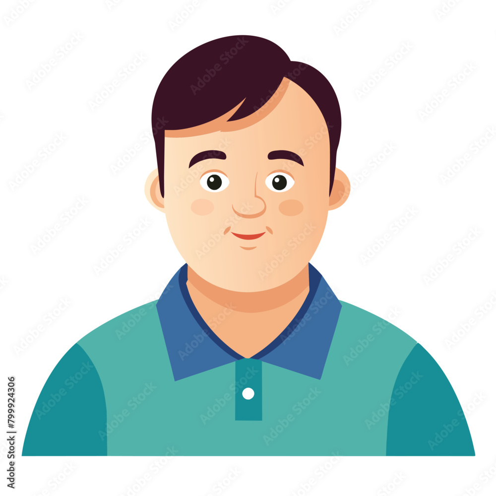 Man with Down syndrome,  vector cartoon illustration.