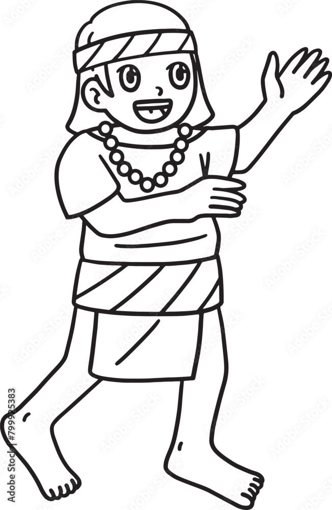 Columbus Day Native Man Isolated Coloring Page Columbus Day Native Man Isolated Coloring Page