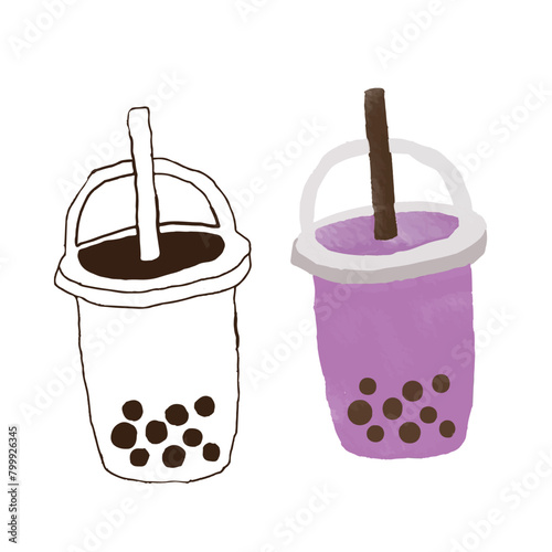 illustration of a cup of taro bubble tea