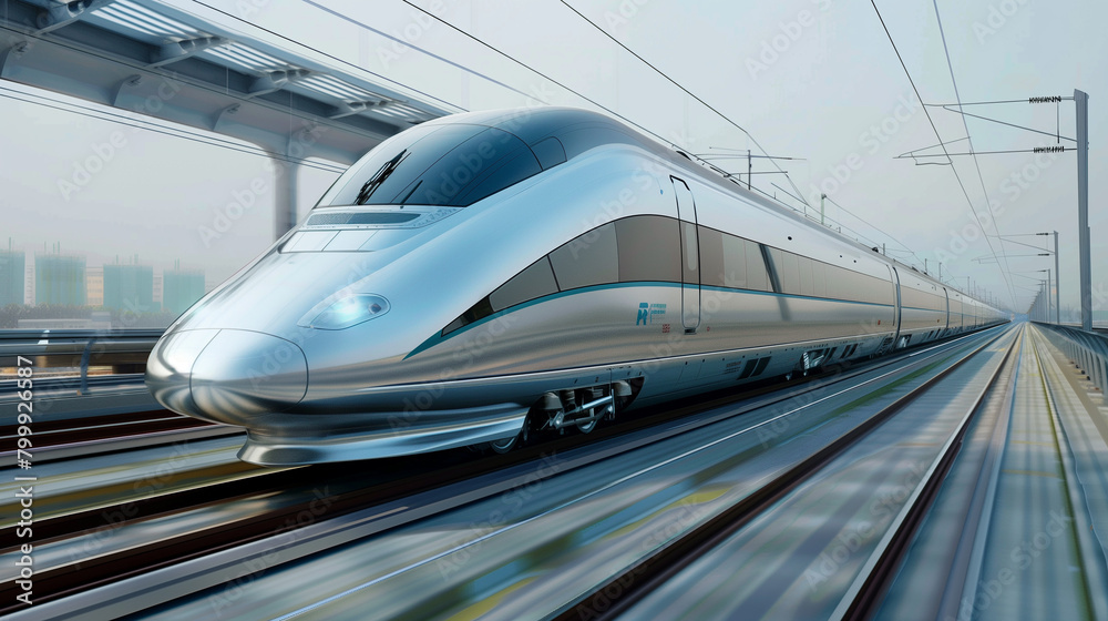 Fototapeta premium a high-speed maglev train network connecting continents, revolutionizing global transportation and trade.