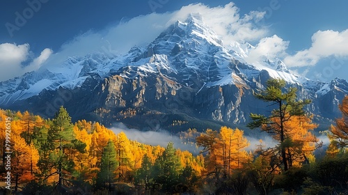 the heights of nature's grandeur and seize the beauty of snow-capped peaks photo