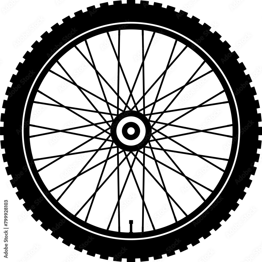Realistic 3d bicycle wheels. Bike rubber tyres, metal spokes and rims. Fitness cycle, sport, road, touring, mountain bike tyre. Bicycle wheel symbol. Valve. Motor Bike. Vector illustration