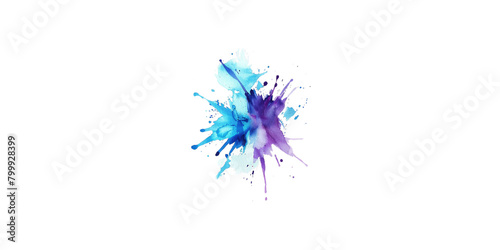 minimalist watercolor painting of a dark blue and purple splash, on a white background