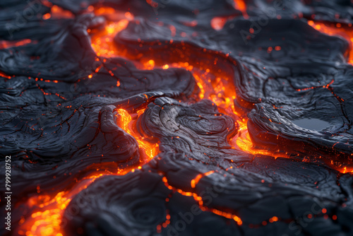 Close-up view of lava flowing, symbol of apocalypse, hell, inferno hi-res wallpaper background