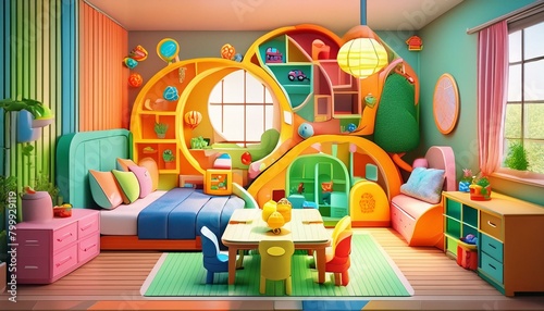 kids bedroom interior Generative AI