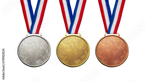 Collection of real gold medals isolated on free png background with a lot of text area - winner copy space concept