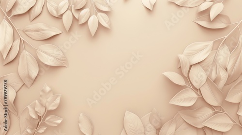Beige background with beige leaves  3d rendering